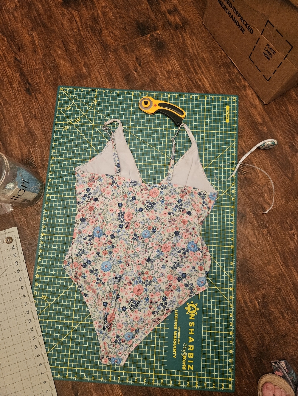 Floral One-Piece Swimsuit in Pastel Pink and Mint Green